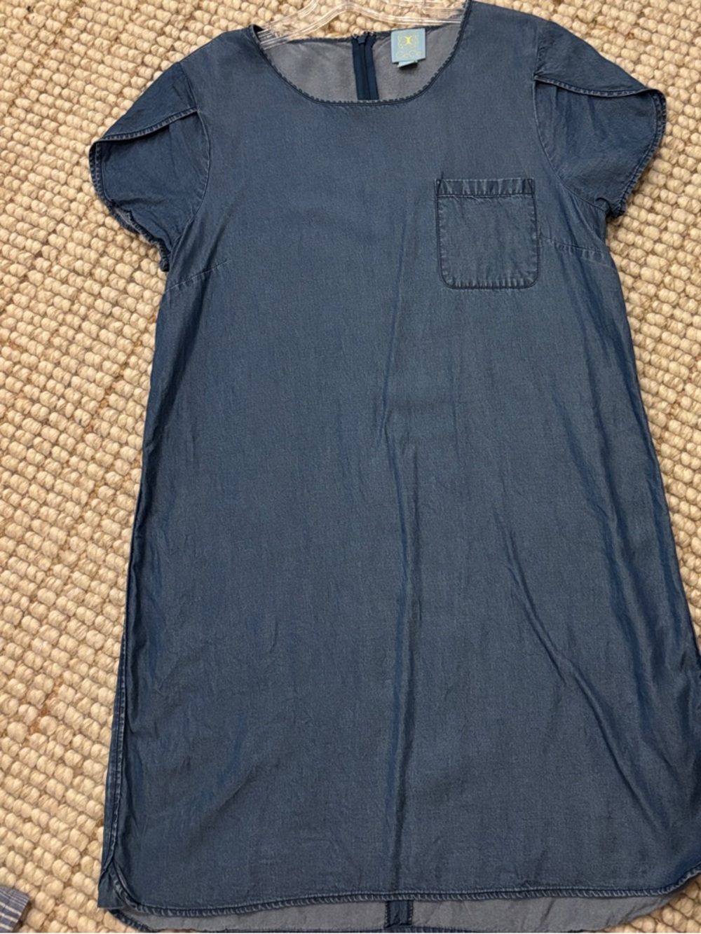 CeCe Navy Short-Sleeve Denim-Look Mini Dress